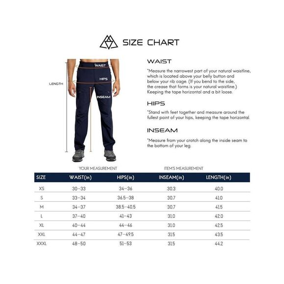 NEW Men's Hiking Pants Nylon Quick Dry Lightweight Water Resistant L - Picture 7 of 8